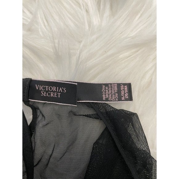 Victoria’s Secret XL Black Thong Sheer Lace Teddy Bodysuit Floral Sexy - Picture 8 of 8